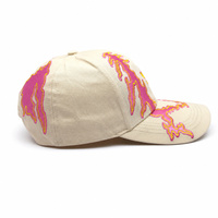Casquette de baseball sportive unisexe personnalisée avec broderie flamme, en coton sergé, avec applique et broderie plate (sur la couture), modèle 4 Six-Piece Hat