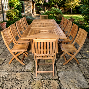 Modern Elegant Solid Teak Wood Dining <b>Table</b> Set Outdoor Durable <b>Foldable</b> Park <b>Garden</b> Furniture Hotel Courtyard Farmhouse Villa - Product Image 1