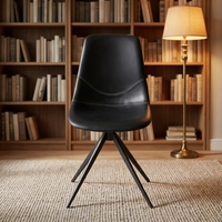 Chaise de salle à manger rembourrée pour la maison, revêtement en cuir PU résistant à l'usure, chaise araignée noire pour le marché américain et européen, décoration intérieure