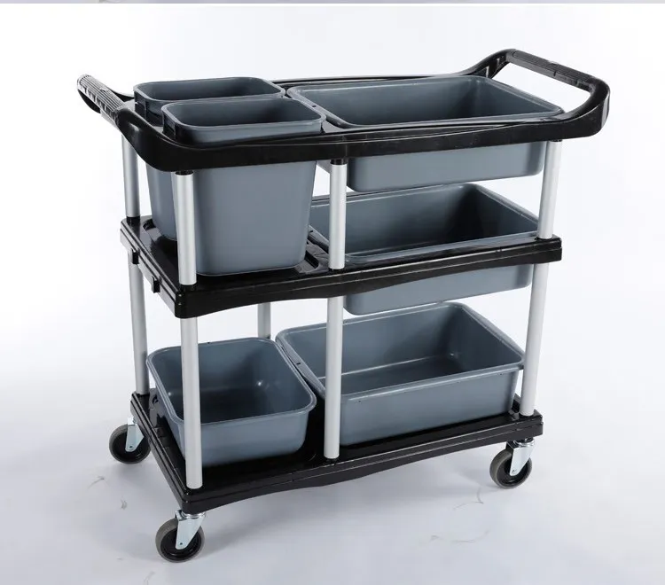 victualing house stainless steel dish caddy with bucket hotel Service Cleaning plates dishes collect trolley