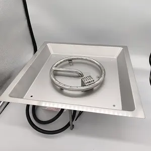 Stainless Steel Square Gas Fire Pit Fireplace Burner Kit Propane Gas Firepit Pan System