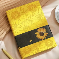 Cahier de revue en cuir PU souple OEM Hot Dale avec sac à stylo A5 planificateur personnalisé calendrier de livre Cahier en cuir PU avec couverture à sublimation