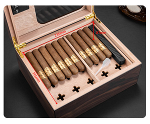 Wooden Cigar Humidor with Digital Hygrometer Rectangular Polished Surface Moisture Proof <b>Storage</b> <b>Box</b> Classic Design - Product Image 4
