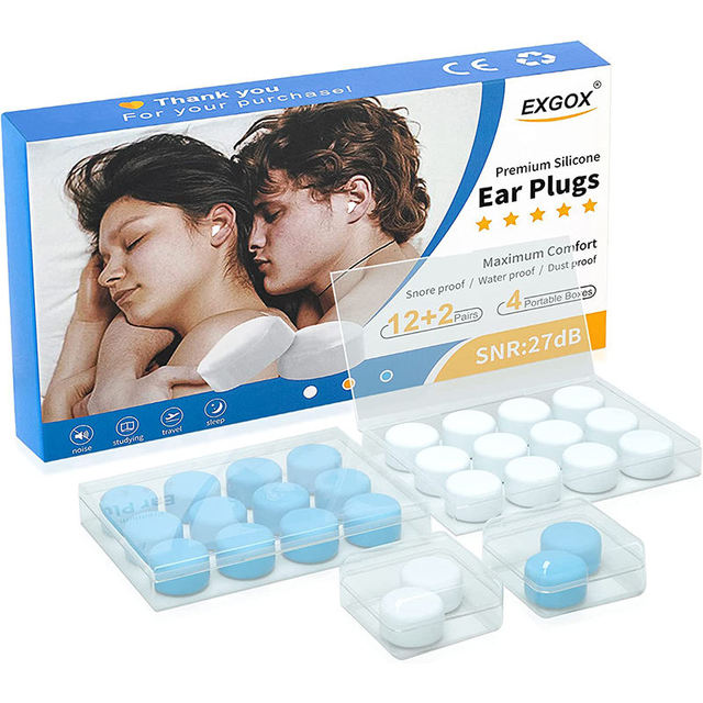6 Pairs Reusable Moldable Silicone Ear Plug for Hearing protection and Also Use for Sleeping