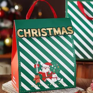 LBSISI 라이프 5pcs 크리스마스 핸들 박스 쿠키 캔디 스낵 누가 파삭 파삭 한 가방 봉인 눈송이 초콜릿 팩 상자 리본