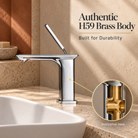 Robinet de lavabo monotrou en chrome poli, mitigeur monocommande à poser pour évier de comptoir moderne