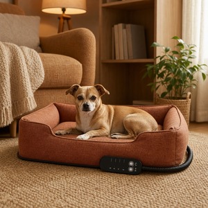 Tapis chauffant en polaire pour animaux de compagnie ZT, utilisation hivernale, protection contre la surchauffe, télécommande, thermostat réglable - Product Image 1