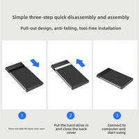 Kotak Hard Disk Mobile USB3.0 2,5 inci dengan Casing Plastik ABS dan Kabel Data untuk Drive Mekanik Notebook