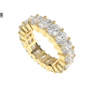 แหวนเพชรทรงกลมหรูหรา เพชรเลี้ยงในห้องปฏิบัติการ ประดับเต็มวง 14K 18K ทองคำขาว ทองคำเหลือง ทองคำชมพู แหวนแต่งงาน VVS VS CVD HPHT เครื่องประดับชั้นดี - Product Image 2