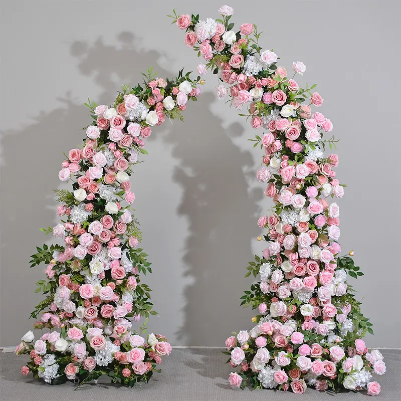 Çerçeve beyaz düğün kemer çiçekler ile 2024 düğün dekorasyon Prop düğün arka plan yapay çiçek