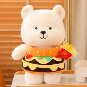 Nouveau design mignon hamburger ours en peluche jouet animal en peluche