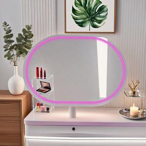 Oval Led Makeup Mirror Wall Mounted <b>With</b> <b>Light</b> Touch Switch For Bathroom <b>Dressing</b> <b>Table</b> - Product Image 1