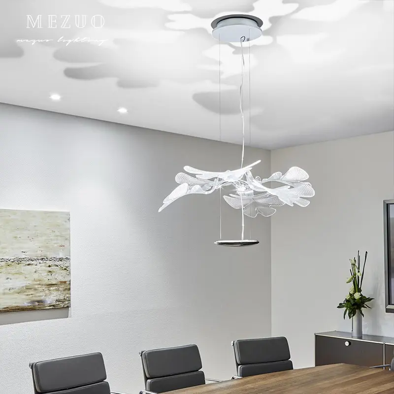 Creatieve Ontwerp Elegante Hanglamp Met Nachtlampje Slaapkamerlobby 25W Afstandsbediening Dimbare Led Kroonluchter