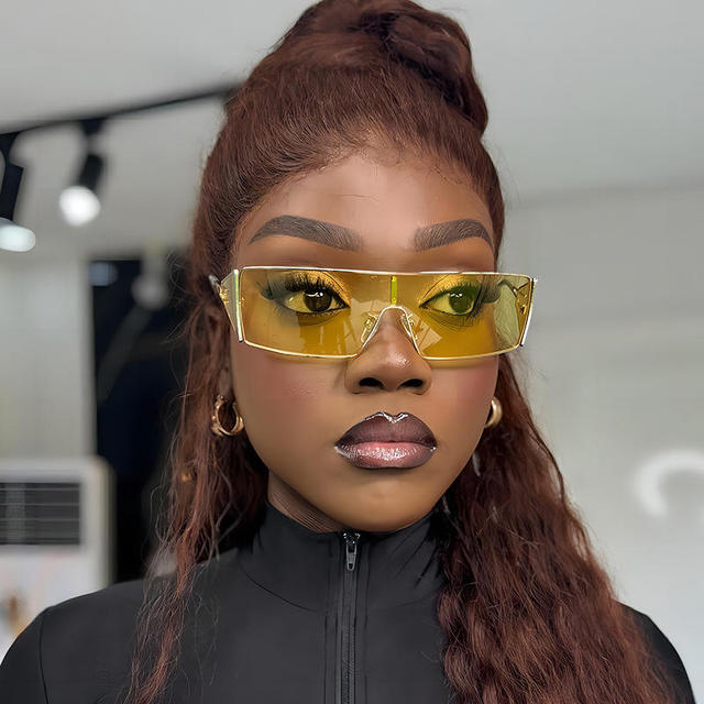 2025 New Punk Integrated Rectangular Sunglasses for Women's Luxury UV Protection Multi Color Y2k Sunglasses Metal Frame Sunshade