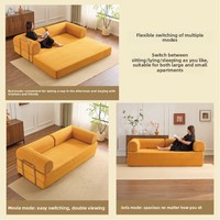 Canapé en velours en forme de L, style minimaliste moderne, pour salon, appartement compact, location, pliable, convertible en lit