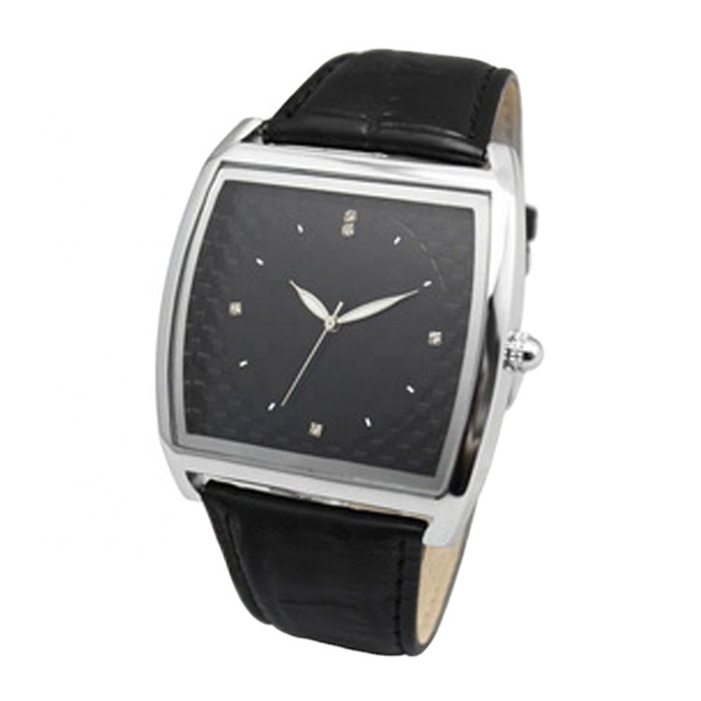 Fashion Design Stainless Steel Luxury Square Men Leather Hand Watch