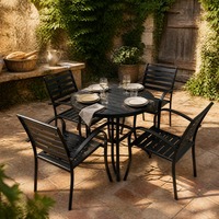 Ensemble table et chaises de jardin aspect bambou pour repas en famille et rassemblements en cour