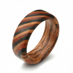 Anillo de hombre clásico de boda Gentdes Jewelry personalizable de 8 mm de madera natural, madera de hierro, sándalo rojo y ébano africano. - Product Image 1