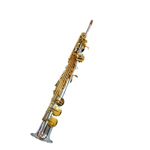 Tubo <span class=keywords><strong>de</strong></span> una pieza <span class=keywords><strong>de</strong></span> plata <span class=keywords><strong>de</strong></span> níquel, <span class=keywords><strong>Saxofón</strong></span> Soprano afinado en Bb, superficie chapada en plata, llaves doradas con accesorios <span class=keywords><strong>de</strong></span> correa - Product Image 1