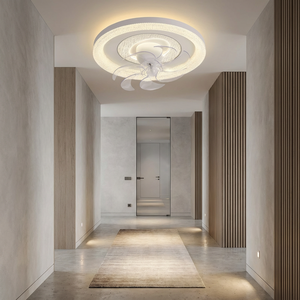 Lámpara de Techo LED Ovalada Elegante con Textura de Cristal Brillante y Ventilador Silencioso Integrado para Decoración de Dormitorios de Alta Gama - Product Image 1