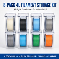 Kit de 8 boîtes de rangement transparentes pour filament avec couvercles à clipser et sachets de protection intérieurs, anti-poussière et anti-humidité pour imprimante 3D