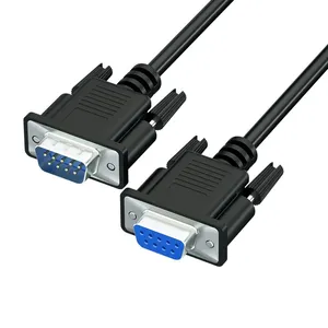 Kabel seri DB9 kustom kabel seri 9Pin RS232 pria ke wanita lurus melalui kabel Modem Null ekstensi konverter PC