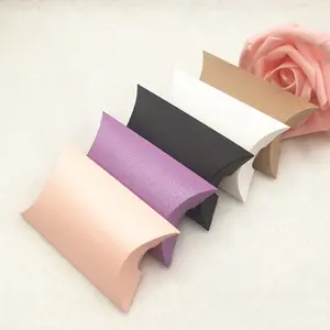 Caja de regalo de almohada de caramelo colorida con logotipo personalizado impreso
