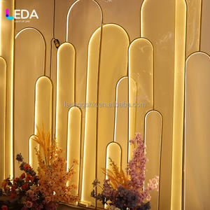 LEDA New Arrival Modern Gold LED Lighted Wedding Arch <b>Backdrop</b> <b>Stand</b> <b>with</b> Metal Frame for Events - Product Image 3