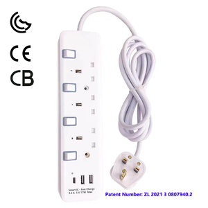 Anh <span class=keywords><strong>BS</strong></span> cắm ổ cắm với loại C và cổng USB 20W nhanh phí Mở rộng 4 cửa hàng điện dải bảo vệ tăng 4 cách - Product Image 2
