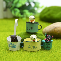 Dessin animé résine fer français tasse petit chien jardin ornement succulente fleur Plug poupée tir accessoire décor
