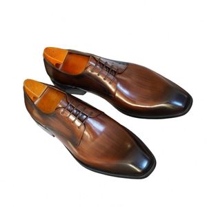 Italian Flat Men's Formal <b>Shoes</b>-Handcrafted High Quality Square-Toe Lace-Up Business Party Autumn <b>Shoes</b> with <b>Height</b> <b>Increasing</b> - Product Image 6