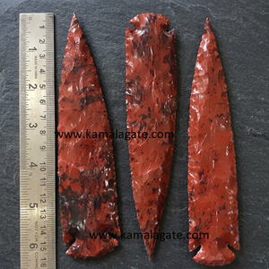 Hand-Knapped Red Obsidian Arrowheads 6 Inch Semi-Precious <b>Stone</b> Crafts Antique Imitation Art Collectible Gemstone Style Gujarat - Product Image 3