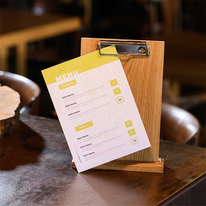Tùy chỉnh A4/A5 nhà hàng đơn chủ đứng thân thiện với môi tre gỗ bảng đầu Đăng đánh bóng kỹ thuật Menu hiển thị đứng - Product Image 2
