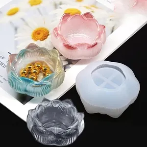 R065 Lotus Opbergdoos Asbak Siliconen Mal Diy Transparante Uv Hars Epoxy Mold Voor Diy Maken Vinden Accessoires Sieraden