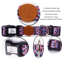 Beau collier pour animaux de compagnie Vegen Aqua brillant à sublimation collier de chien en nylon marron réglable personnalisé avec boucle imprimée avec logo anneau en D