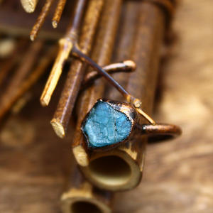 Anillo ajustable abierto de color bronce citrino amatista natural de forma Irregular Simple Vintage para fiesta Unisex de mujer diaria - Product Image 3