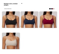 Soutien-gorge de sport pour femme à double bretelle fine, col carré, rembourré, séchage rapide, pour le yoga, le fitness et l'entraînement en salle de sport