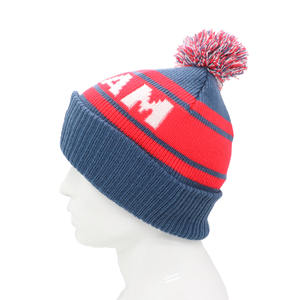 Gorro de Punto Acrílico 100% de Buena Calidad con Logotipo Bordado Personalizado, Gorros con Pompón, Cálidos, Transpirables y de Alta Elasticidad - Product Image 3