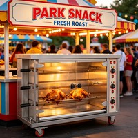 Four à rôtir commercial à gaz pour poulets, 9 broches, capacité 45 poulets, pour les professionnels du barbecue