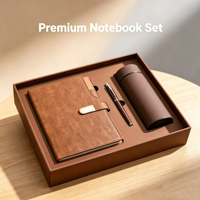 Articles cadeaux promotionnels de luxe en gros : ensemble cadeau d'affaires personnalisable avec carnet, stylo et bouteille isotherme