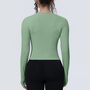 Haut de compression à manches longues pour <span class=keywords><strong>femme</strong></span>, idéal pour l'entraînement, sous-vêtement athlétique, haut décontracté pour sortir, <span class=keywords><strong>t</strong></span>-<span class=keywords><strong>shirt</strong></span> basique doux et ajusté pour l'automne - Product Image 6