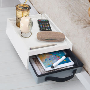 Étagère de chevet en bambou facile à assembler, organisateur <span class=keywords><strong>avec</strong></span> porte-gobelet et gestion des câbles, table de rangement de chevet <span class=keywords><strong>avec</strong></span> <span class=keywords><strong>tiroir</strong></span> - Product Image 3