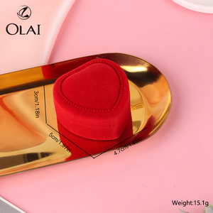 Đám cưới lãng mạn đề nghị hình trái tim hộp nhỏ đổ Xô nhung đỏ gói đồ trang sức hộp - Product Image 3