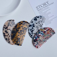 Peigne à cheveux demi-lune vintage en acétate style japonais et coréen CHUJIAN, motif écaille de tortue, brosse à cheveux de poche géométrique minimaliste, vente en gros