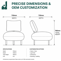 Chaise de réception de luxe moderne et confortable en lin, forme volumineuse, avec structure en acier pour bureau et réunions