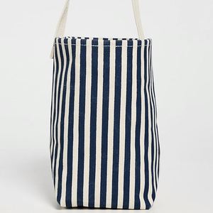 Casual Striped Embroidery Cotton Canvas Tote <b>Bag</b> for Women Custom DIY Open Top Tie Closure Portable <b>Summer</b> Winter Spring Travel - Product Image 2