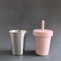 Gobelet pour tout-petits en acier inoxydable sans BPA avec paille, anti-fuite, gobelet pour bébés, vente en gros de gobelets pour enfants