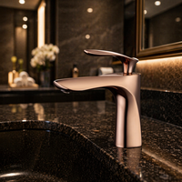 Robinet de lavabo de luxe en laiton 2026, à poser sur comptoir, moleté, mitigeur chaud/froid à poignée unique et monotrou pour centre commercial