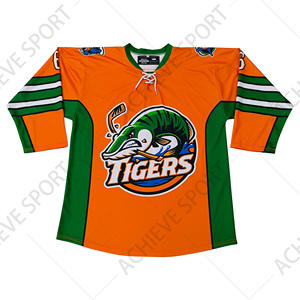 <span class=keywords><strong>Maillot</strong></span> de <span class=keywords><strong>hockey</strong></span> sur glace personnalisé orange, haute qualité, 100% polyester, impression par sublimation, antibactérien, séchage rapide, directement de l'usine - Product Image 3