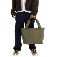 Sac fourre-tout en toile recyclée, vente en gros, couleur personnalisée avec poche logo pour femmes, idéal pour le shopping.